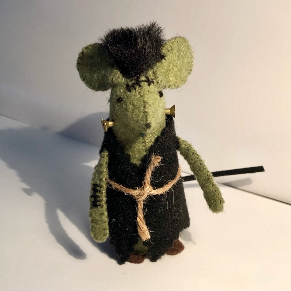 Frankenstein felt Mouse Frankenmouse art doll Hallloween Summerween hand-sewn